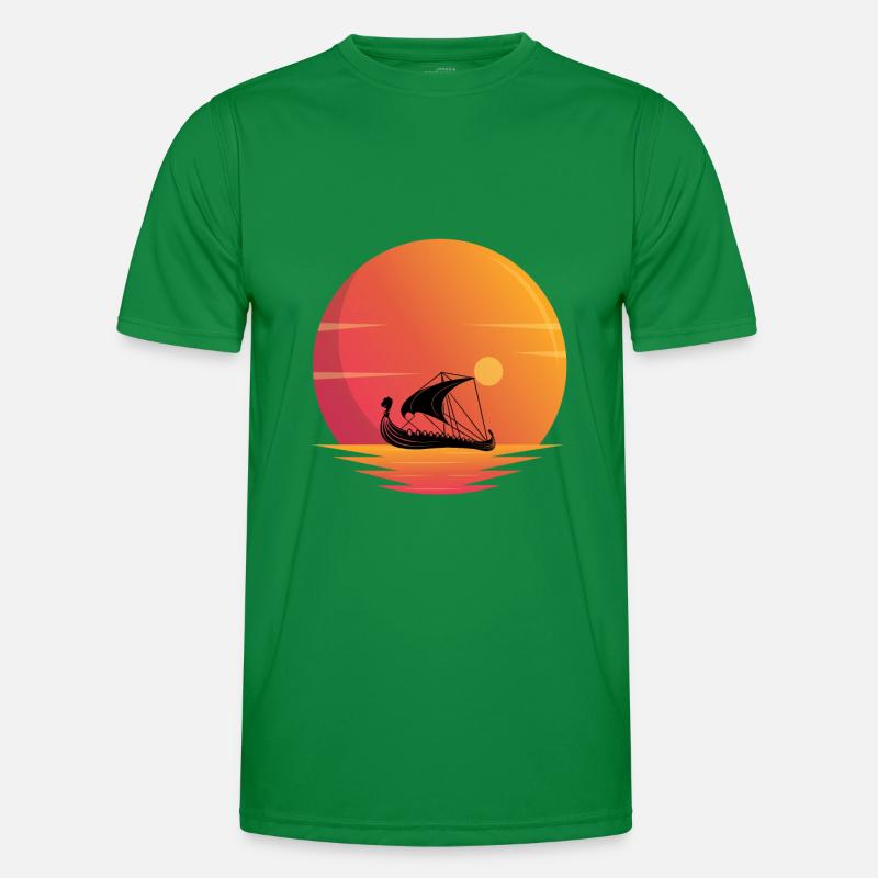 Coucher de soleil sur les bateaux vikings T-shirt sport Homme
