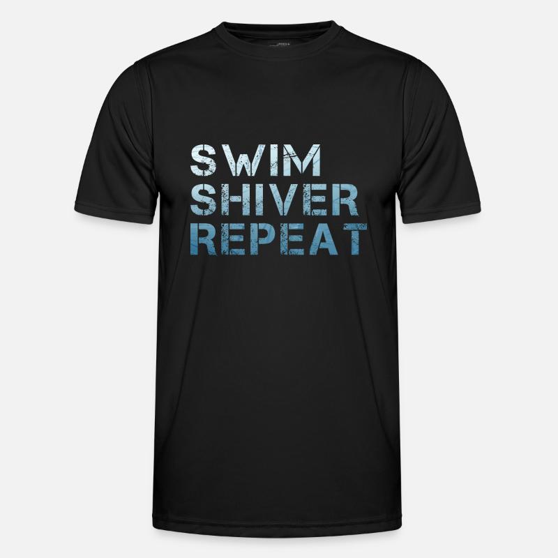 Eisbaden Neujahrsschwimmen Swim Shiver Repeat Männer Funktions-T-Shirt