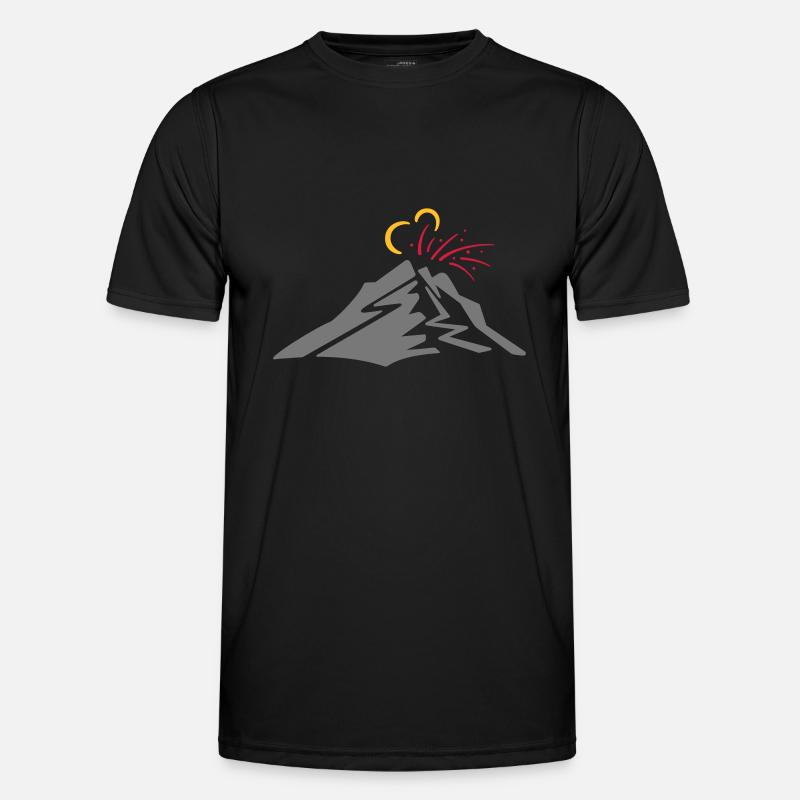 Volcano - vector line drawing, gift Men's Functional T-Shirt