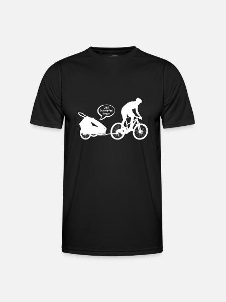 MTB Papa mit Fahrradanhänger Vatertag - Männer Funktions-T-Shirt - Schwarz