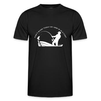 JE NE PEUX PAS TRAVAILLER AUJOURD’HUI MON BRAS EST DANS UN PLÂTRE - Angler Tee - T-shirt sport Homme - noir - Devant - AI Model Male 178 dark (178cm)