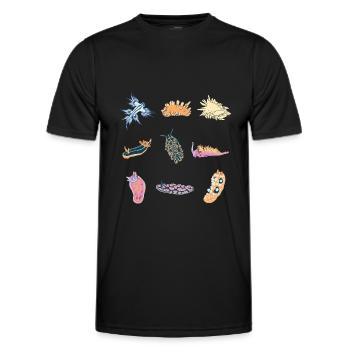 sea snails slug ocean animals - Men's Functional T-Shirt - black - Front - AI Model Male 178 dark (178cm)