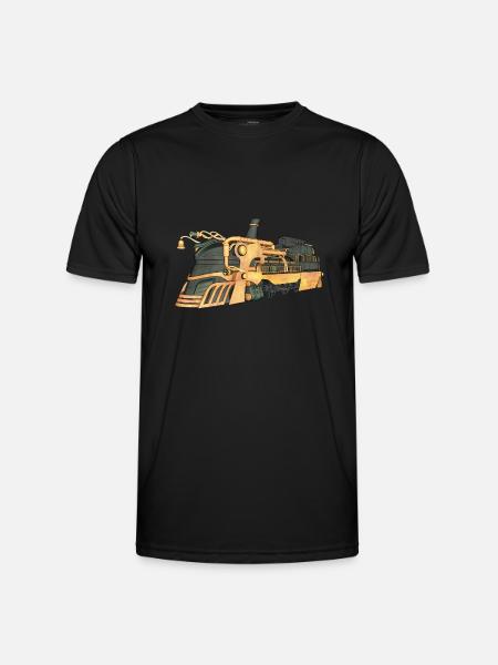 Steampunk Dampflokomotive - Männer Funktions-T-Shirt - Schwarz