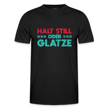 Halt Still, Oder Glatze - Männer Funktions-T-Shirt - Schwarz - Vorne - AI Model Male 178 dark (178cm)