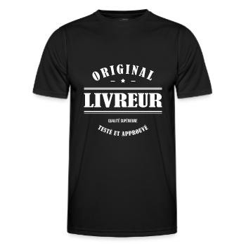 LIVREUR ORIGINAL - T-shirt sport Homme - noir - Devant - AI Model Male 178 dark (178cm)