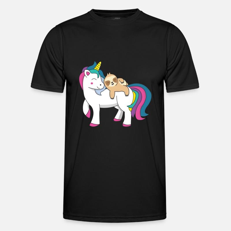 Faultier Reiten Einhorn - Männer Funktions-T-Shirt - Schwarz