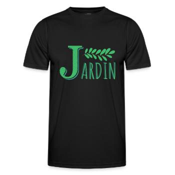 JARDIN J majuscule vert - T-shirt sport Homme - noir - Devant - AI Model Male 178 dark (178cm)