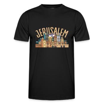 Cadeau israélien Jérusalem Israël - T-shirt sport Homme - noir - Devant - AI Model Male 178 dark (178cm)