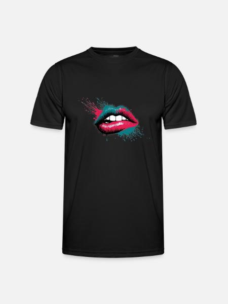 Hot Lips - Männer Funktions-T-Shirt - Schwarz