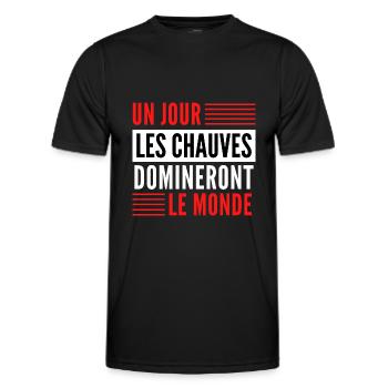 Un jour les chauves domineront le monde - T-shirt sport Homme - noir - Devant - AI Model Male 178 dark (178cm)
