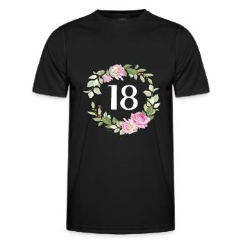 18 Birthday Flowers Years of age 18 - Men's Functional T-Shirt - black - Front - AI Model Male 178 dark (178cm)