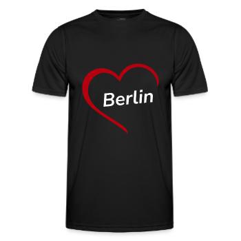 Berlin mit Herz - Meine Stadt - I Love Loving - Männer Funktions-T-Shirt - Schwarz - Vorne - AI Model Male 178 dark (178cm)