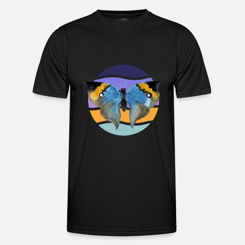 Beautiful butterfly in front of a wave pattern Men's Functional T-Shirt