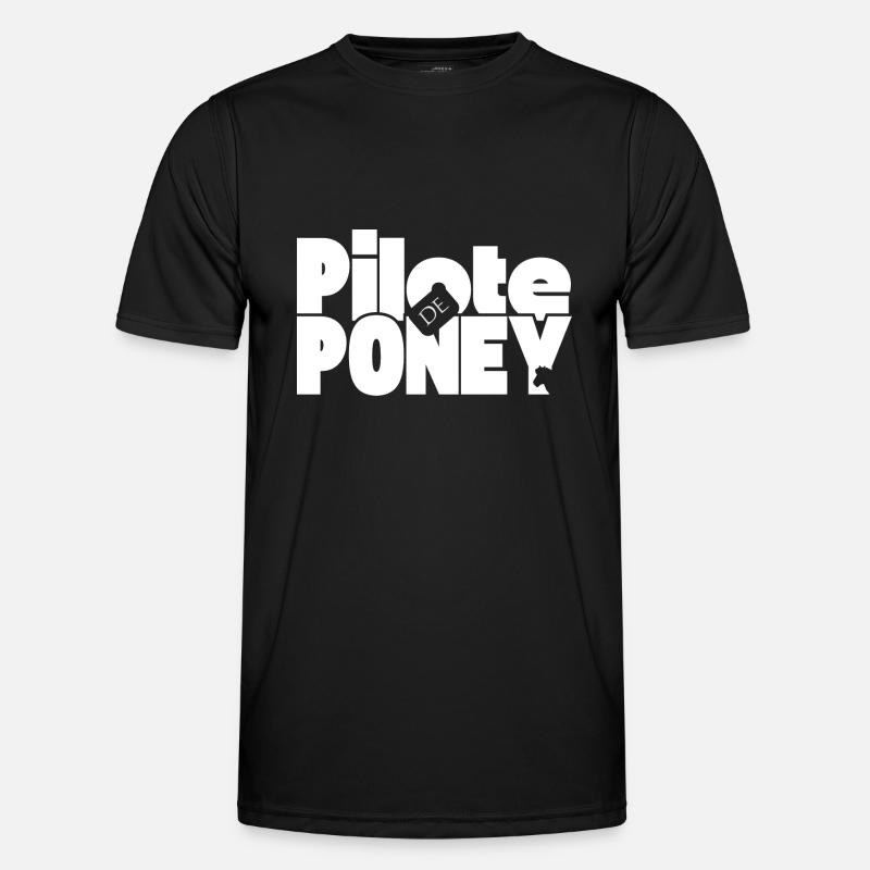 Pony-Pilot - Männer Funktions-T-Shirt - Schwarz