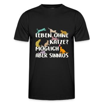 Leben ohne Katze sinnlos - Männer Funktions-T-Shirt - Schwarz - Vorne - AI Model Male 178 dark (178cm)