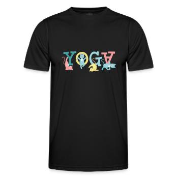 Yoga Katzenfreund Geschenk - Männer Funktions-T-Shirt - Schwarz - Vorne - AI Model Male 178 dark (178cm)