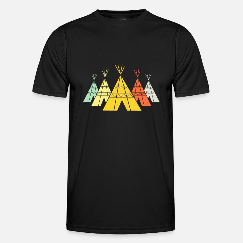 Retro T-shirt with Native American teepee types - Men's Functional T-Shirt - black