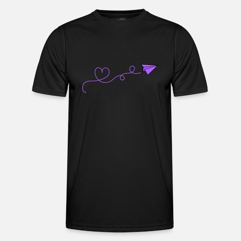 papierflieger herz - Männer Funktions-T-Shirt - Schwarz