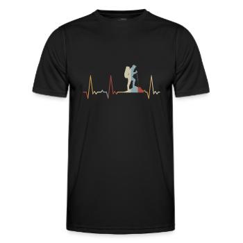 Herzschlag Wandern - Männer Funktions-T-Shirt - Schwarz - Vorne - AI Model Male 178 dark (178cm)