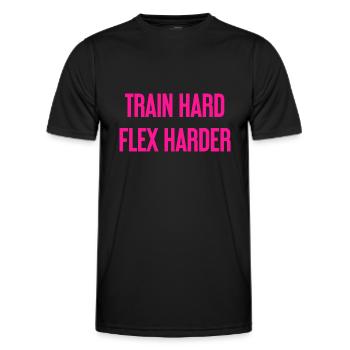 Train Hard Flex Harder - Männer Funktions-T-Shirt - Schwarz - Vorne - AI Model Male 178 dark (178cm)