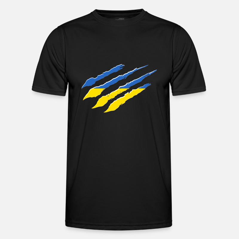Ukraine Flag Scratch Claws Cut Scratch Mark - Men's Functional T-Shirt - black