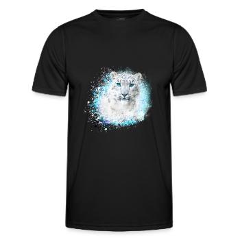 snow leopard, cat, leopard, graffiti, white, wildcat - Men's Functional T-Shirt - black - Front - AI Model Male 178 dark (178cm)