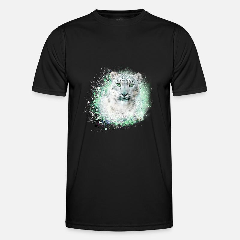 sne leopard, kat, leopard, graffiti, wildcat - Funktionsshirt til herrer - sort