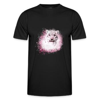 snow leopard,cat,leopard,white,wildcat - Men's Functional T-Shirt - black - Front - AI Model Male 178 dark (178cm)