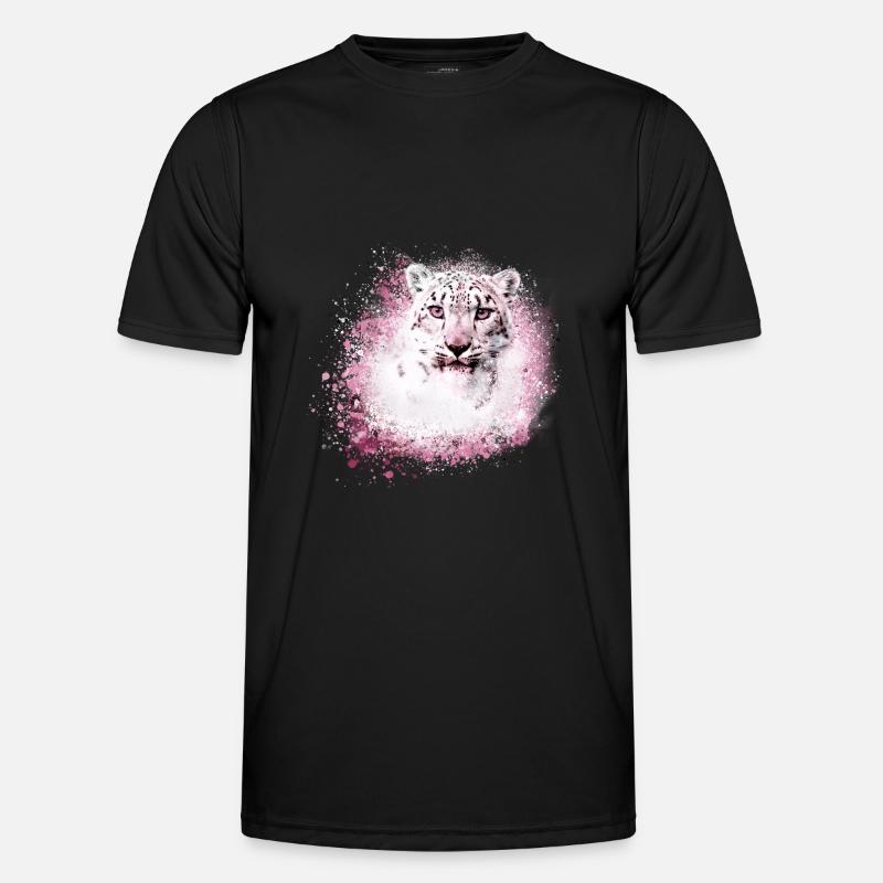 schneeleopard,katze,leopard,weiß,wildkatze - Männer Funktions-T-Shirt - Schwarz