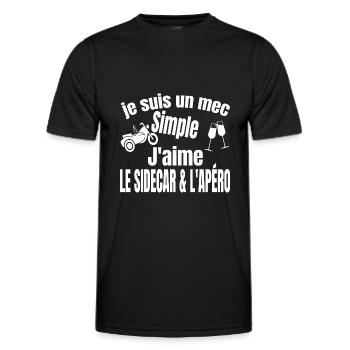 side-car et apéro - T-shirt sport Homme - noir - Devant - AI Model Male 178 dark (178cm)