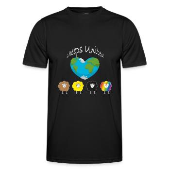 Schafe der Welt vereinigt euch! Die Welt ein Herz. - Männer Funktions-T-Shirt - Schwarz - Vorne - AI Model Male 178 dark (178cm)
