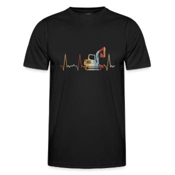 Herzschlag Bagger - Männer Funktions-T-Shirt - Schwarz - Vorne - AI Model Male 178 dark (178cm)