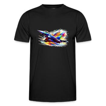 Kampfjet / Eurofighter - Farbsplash - Männer Funktions-T-Shirt - Schwarz - Vorne - AI Model Male 178 dark (178cm)