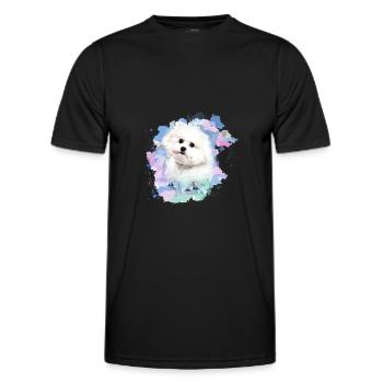 bichon frisé, malteser, dog, watercolour, watercolour - Men's Functional T-Shirt - black - Front - AI Model Male 178 dark (178cm)
