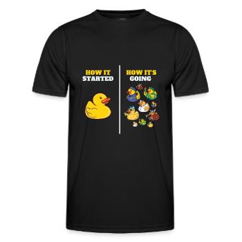 How It Started Yellow Bath Duckie Rubber Duck - Men's Functional T-Shirt - black - Front - AI Model Male 178 dark (178cm)