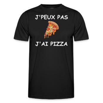 Je peux pas j'ai pizza - T-shirt sport Homme - noir - Devant - AI Model Male 178 dark (178cm)