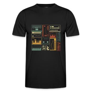 Analog Modular Synthesizer Musician Keyboard - Men's Functional T-Shirt - black - Front - AI Model Male 178 dark (178cm)