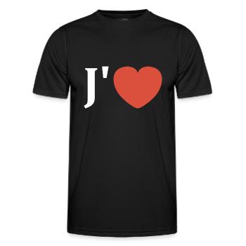 J'aime - T-shirt sport Homme - noir - Devant - AI Model Male 178 dark (178cm)