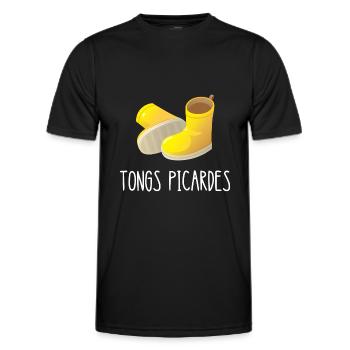 tongs picardes - T-shirt sport Homme - noir - Devant - AI Model Male 178 dark (178cm)