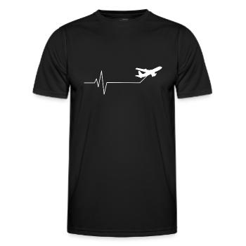 Herzschlag Flugzeug Pilot - Männer Funktions-T-Shirt - Schwarz - Vorne - AI Model Male 178 dark (178cm)