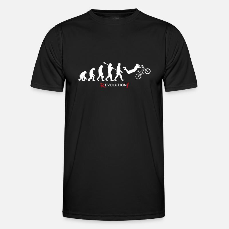 Revolution - Evolution Man Fun Twist11 - Männer Funktions-T-Shirt - Schwarz