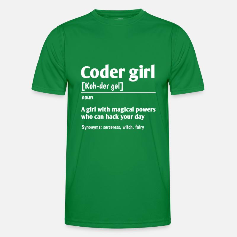 Coder Girl Definition Noun Software Developer Prog Männer Funktions-T-Shirt