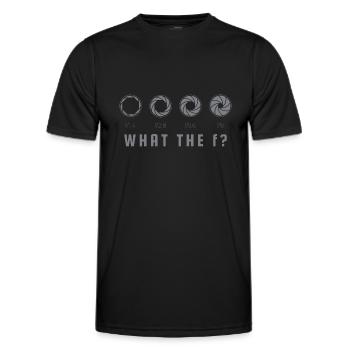 CAMERA F-STOP APERTURE PHOTOGRAPHY PHOTOGRAPHER GIFT - Men's Functional T-Shirt - black - Front - AI Model Male 178 dark (178cm)