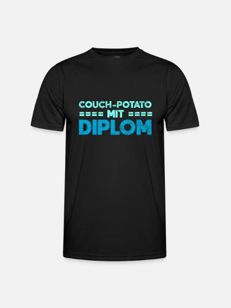 Couch-Potato Mit Diplom - Männer Funktions-T-Shirt - Schwarz