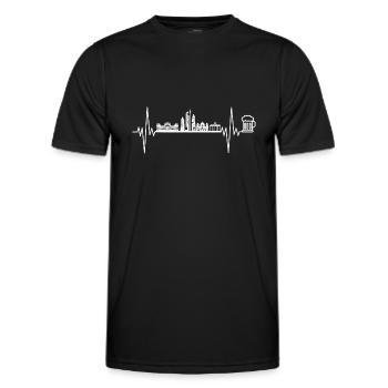 Berlin Silhouette Heartbeat ECG Beer Gift - Men's Functional T-Shirt - black - Front - AI Model Male 178 dark (178cm)