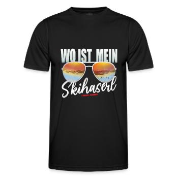Apres Ski Party Shirt Wo ist mein Skihaserl - Männer Funktions-T-Shirt - Schwarz - Vorne - AI Model Male 178 dark (178cm)