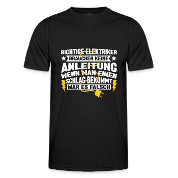 Elektriker Elektromeister Brauche keine Anleitung - Männer Funktions-T-Shirt - Schwarz - Vorne - AI Model Male 178 dark (178cm)