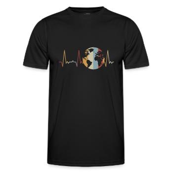 Herzschlag Globus Erde - Männer Funktions-T-Shirt - Schwarz - Vorne - AI Model Male 178 dark (178cm)