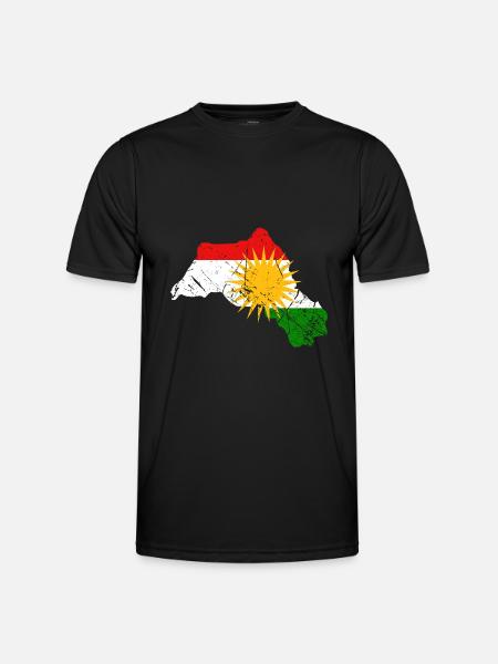 Kurdistan Flagge - Männer Funktions-T-Shirt - Schwarz