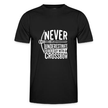 Never underestimate an old guy with a crossbow - Men's Functional T-Shirt - black - Front - AI Model Male 178 dark (178cm)